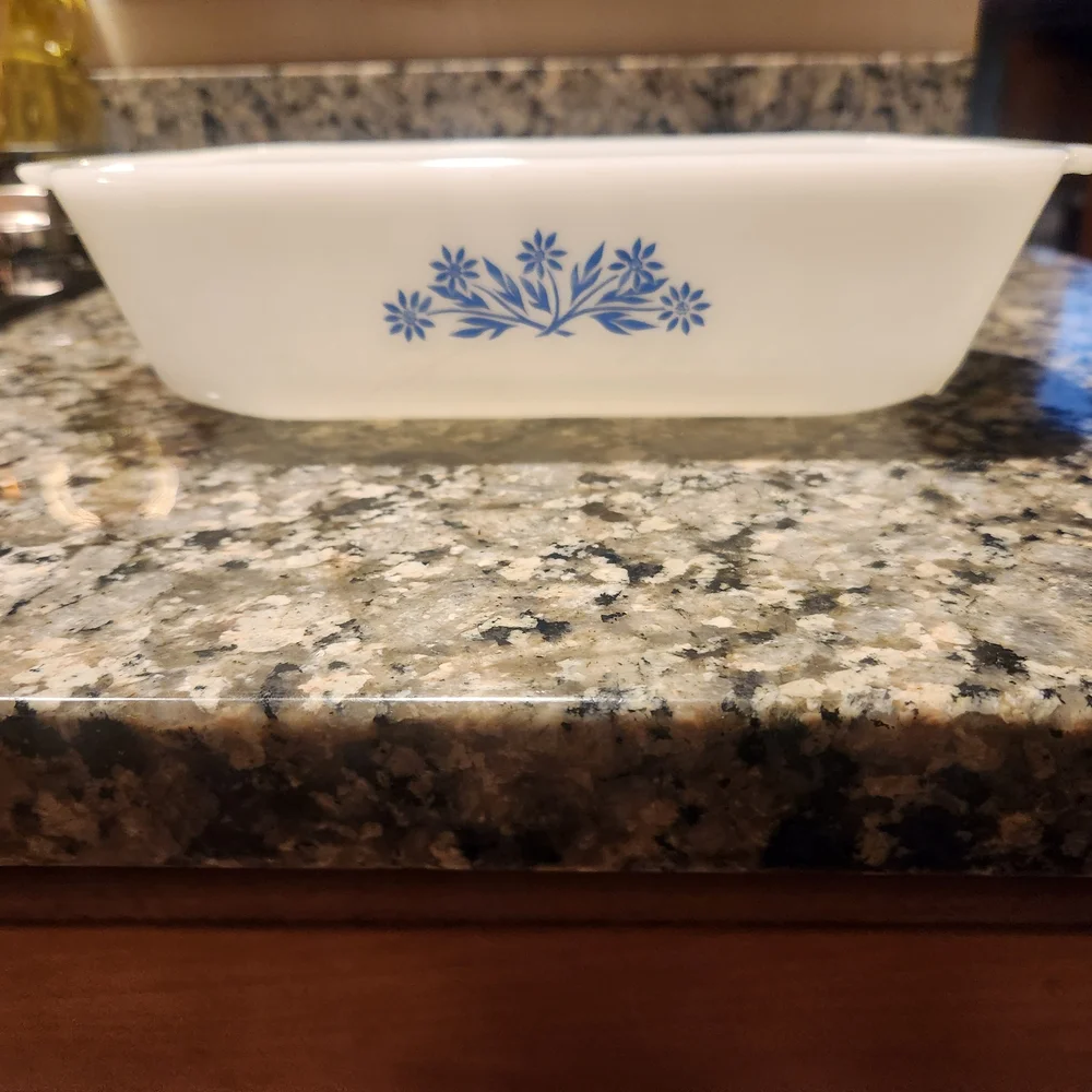 Vintage Anchor Hocking Loaf Pan with Blue Cornflower Pattern #441